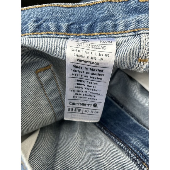Carhartt Relaxed Fit Jeans Denim Medium Wash Men’s Rugged Straight Leg 40x34 - Picture 3 of 7